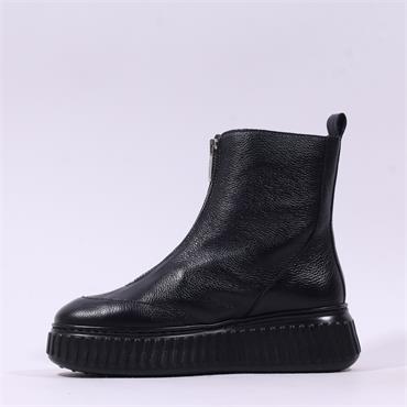 Wonders XFly Platform Front Zip Boot - Black Leather